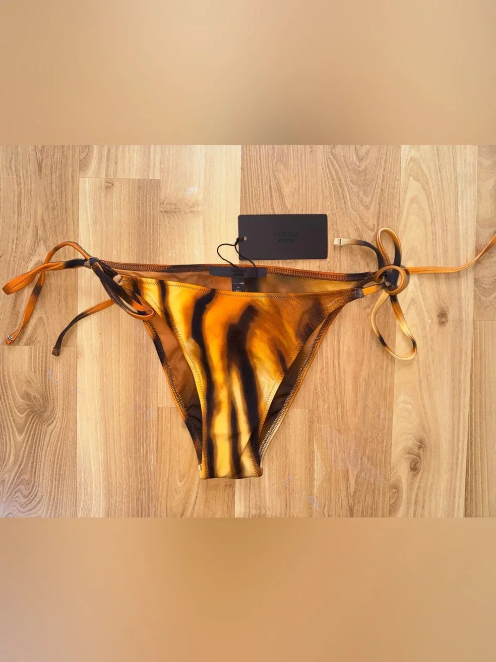 SKIMS Roberto Cavalli Dipped Tie Bottom in tiger face print size Large